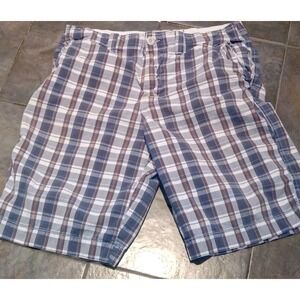 Urban Pipeline Shorts‎ Mens 34 Plaid Preppy Casual Gray & Orange Checkered